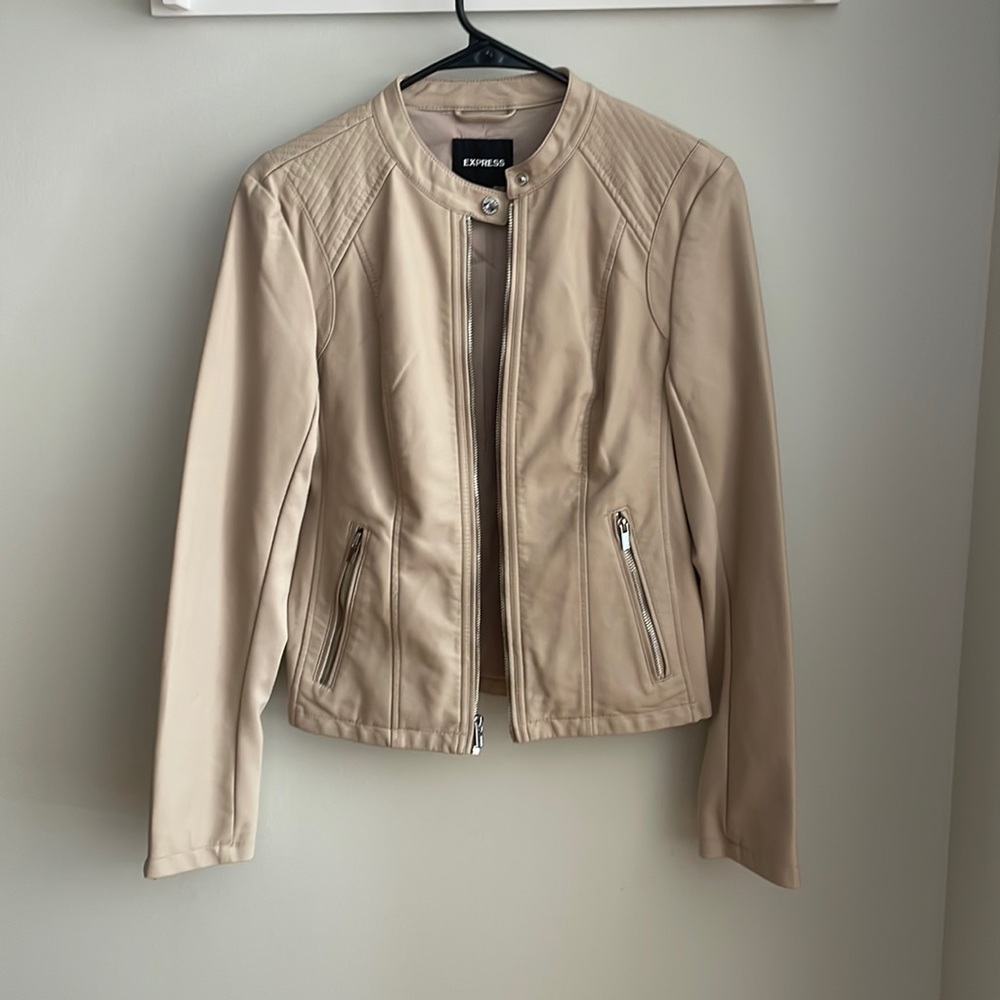 Express faux leather jacket, size small, tan